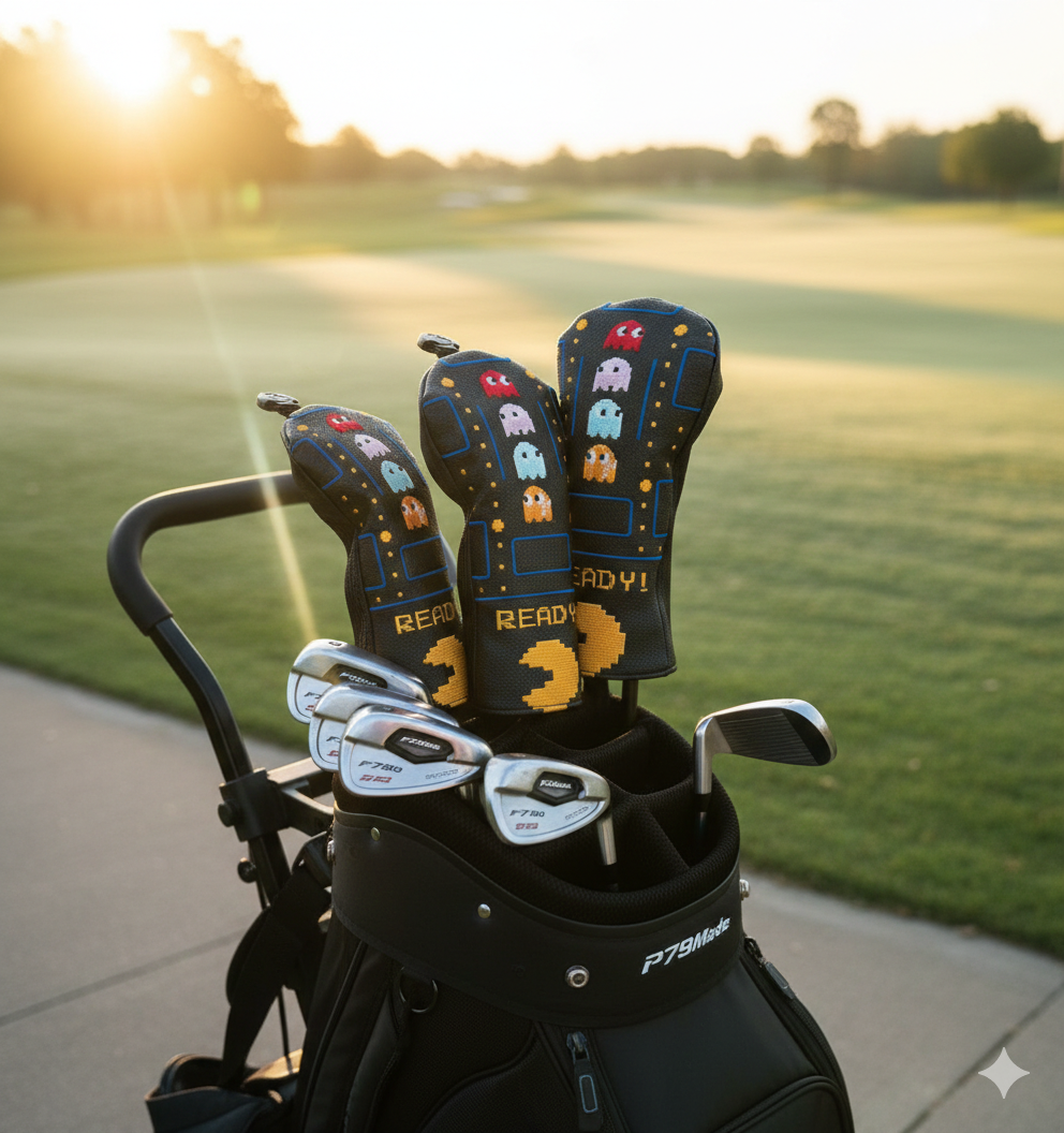 Arcade headcover set at sunrise on the course