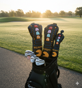 READY! arcade headcover set on driver, fairway and hybrid in a golf bag