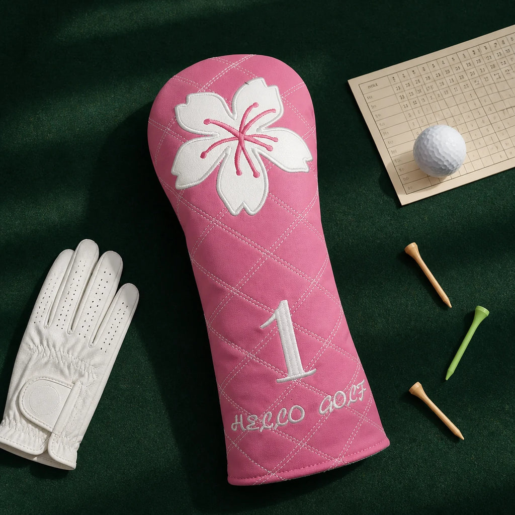 Pink Clover driver headcover gift flat lay